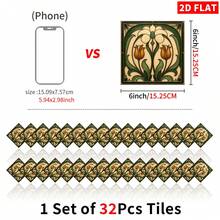 8/16/32/64pcs 6-Inch Vintage Floral Tile Stickers, Self-Adhesive Removable Wall Decals For Kitchen, Bathroom And Home Decor - C - View 30