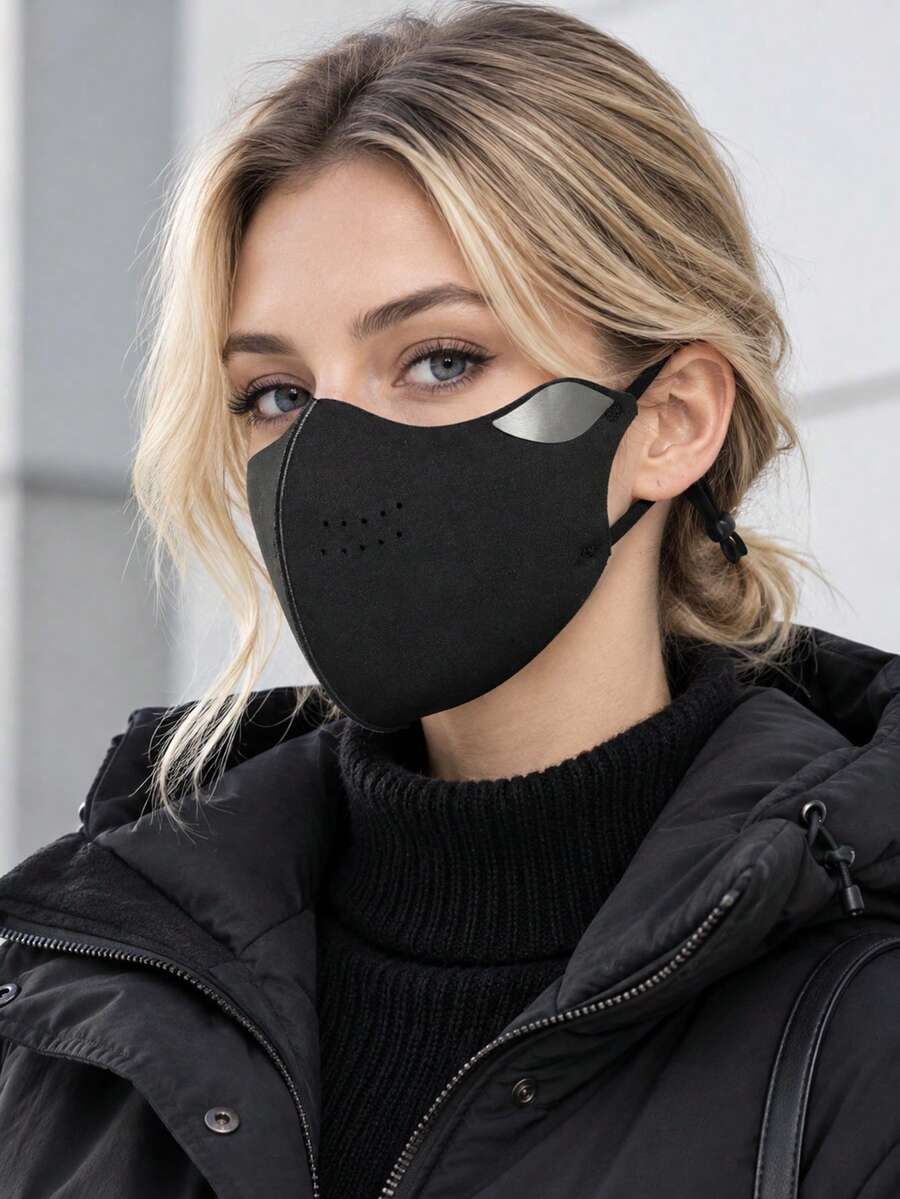 1PC Women's Fashion Autumn/Winter Thickened Warm Face Mask, Outdoor Cycling 3D Eye Protection Reflective Sticker Breathable Highly Attractive Face Cover - Multicolor - View 1