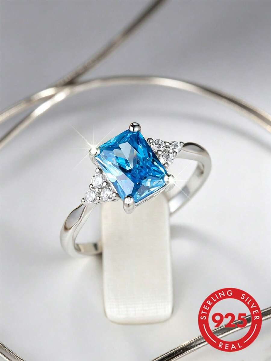 Eternal Blue Light Pure Silver Ring Exquisite Jewelry - Baby Blue - View 1