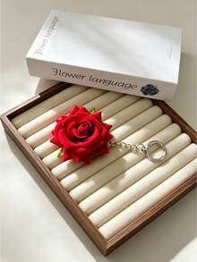 1pc Fashionable Versatile Rose Chain Round Keychain Key Ring Bag Charm Accessory, Perfect Gift Choice - Multicolor - View 4