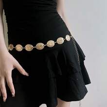 女款復古金屬錢幣腰鏈飾品 - 金色 - 查看 1
