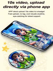 YAIUZGOO Smart Digital Display Badge, Connects To Phone, Supports Custom Photo And Video Upload, Electronic Brooch, Rechargeable Screen Brooch, Creative Personalized Accessory, Suitable For Bags, Backpacks, Clothing, Birthday And Valentine's Day Gifts - View 7
