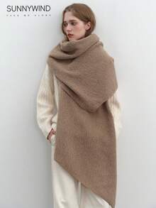 1pc Women's Solid Color Polyester Fashion Soft Knitted Scarf For Daily Use - Camel - View 7