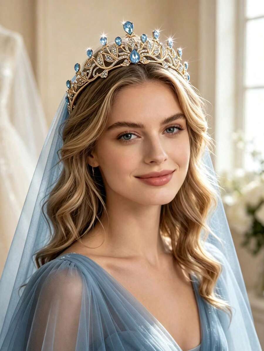 1件裝新式新娘婚禮皇冠頭飾 水鑽水晶髮箍 皇冠髮飾 - 4404 8 - 查看 1