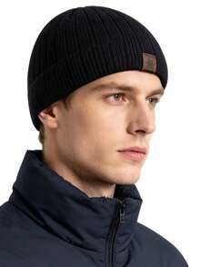 JZML 1pc Men's Snowflake Decor Thermal Lined Knit Beanie Hat - Snow-Beanie - View 7