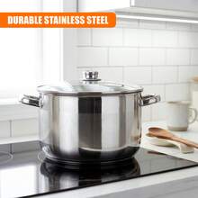Geezy Stainless Steel Stock Pots With Glass Lids - Deep Casserole Cooking Pots With Induction Base For Gas, Electric, Ceramic & Halogen Hobs, Dishwasher Proof Cookware - View 5