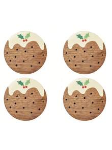 8/4/1pc Christmas Pudding Wooden Coasters - Featuring Custom Festive Designs,Perfect For Home,Office,Cafe,Or Tea Room Decor And Holiday Table Settings.Heat-Resistant Coasters,Kitchen Accessaries,Christmas Housewarming Gift,Christmas Table Decor - View 11