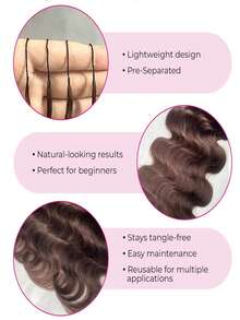 50g Wavy Crochet Human Hair Bundles #4 Brown 24 Inch Knotless Pre-Split Feather Crochet Hair Invisible Miracle Knot Reusable Women's Human Crochet Hair - S4 - View 5