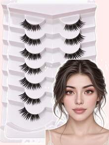7 Pairs Natural Half Lashes, Soft Half Strip False Eyelashes With Slightly Curled Tips, Natural-Looking Eye-Enhancing Lashes For Everyday Wear, Travel & Daily Makeup - View 5