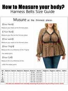 1pc Women's Dark Gothic Chain Body Harness Accessory, Suitable For Daily Commute Outfit Matching - Black - View 4