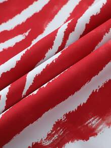 Men's Stand Collar Flight Jacket, Red And White Tiger Stripe Casual Outerwear - Red - View 8