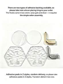2/1 Packs Heavy-Duty Plastic Self-Adhesive Hexagonal Ripple Hooks, Sticky Hooks For Bathroom, Kitchen, Easy-Install Home Organizer For Keys, Towels, Coats - Multicolor - View 9