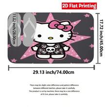 Sanrio Hello Kitty Shower Curtain Set, 4 Pieces, Skull Pattern On Pink Starry Background, Perfect For Halloween. Includes Dark And Fun Designs, Suitable For Bathroom Decor And Party Themes (2 Bathrooms, 1 Toilet Lid Cover) - Shower Curtain Set - View 8