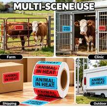 Animal In Heat Labels, Animal In Heat Stickers, Vet Warning Labels, Livestock Breeding Stickers, Farm Animal Alert Sticker, Pet Kennel Warning Sticker, Estrus Animal Marker Stickers - A - View 2