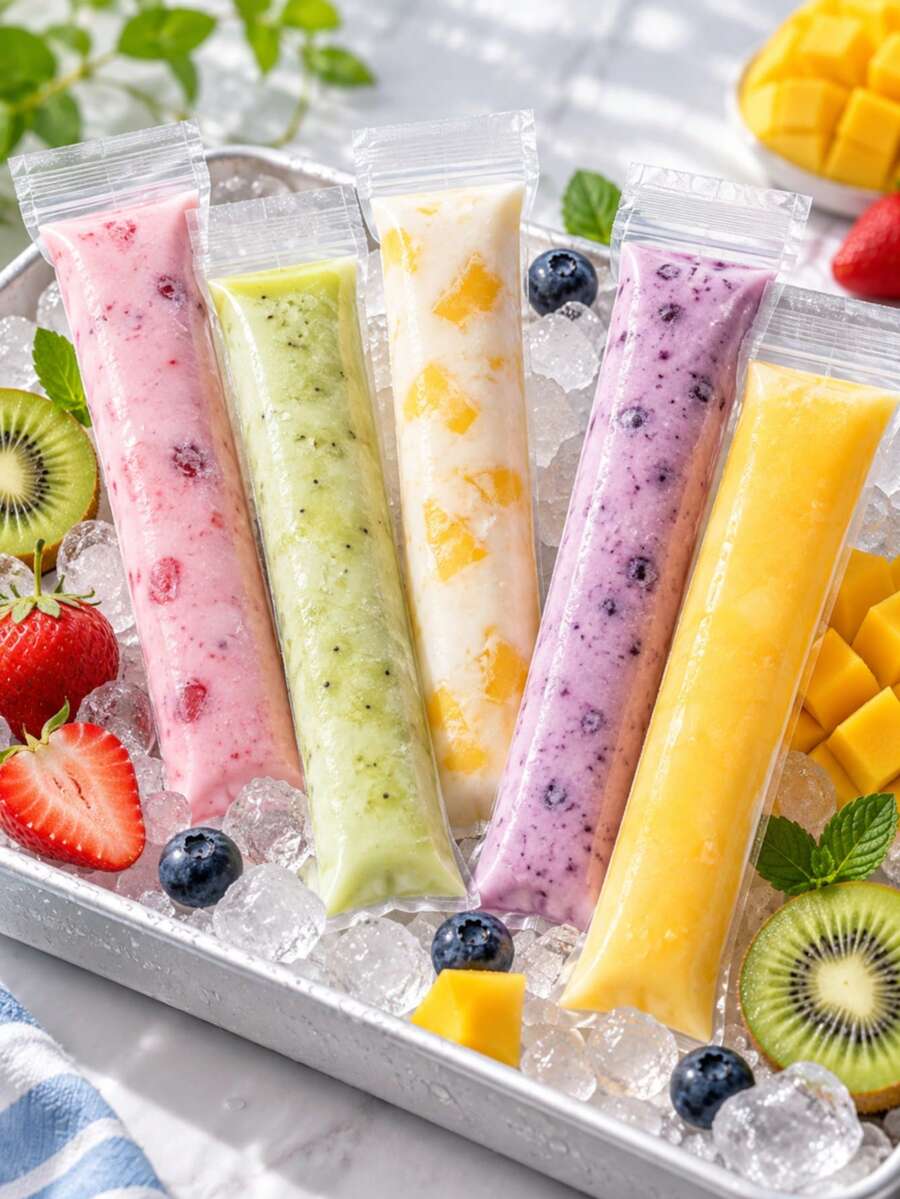 Transparent Self-Sealing Popsicle Bags, Suitable For DIY Popsicles, Juice, Yogurt And Frozen Desserts - Random - View 1