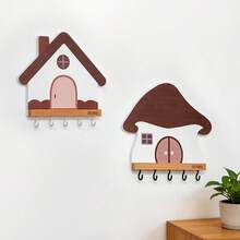 Gantungan Kunci Dekoratif untuk Pintu Masuk, Gantungan Mantel Kayu untuk Bagian Belakang Pintu, Gantungan Tanpa Pengeboran - MultiWarna - View 6
