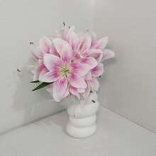 6/1pc 32cm Artificial Pale Pink Lily Flower, Silk Flower Decor For Home, Wedding, Birthday Party, Dining Table, Garden, Bridal Bouquet, Classroom Decoration - Baby Pink - View 5
