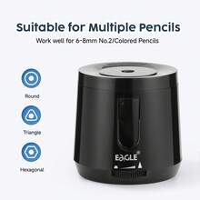 Eagle 電動鉛筆削筆器，電池或USB供電，快速削鉛，便攜式自動鉛筆削筆器，適用於6-8mm彩色鉛筆，辦公室與居家使用，黑色，返校季 - A - 查看 9