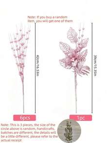 7pcs Christmas Tree Decoration Set, Pink Artificial Glitter Berry Branches, Suitable For Christmas Tree Decoration, Gifts, Small Vases, Home Holiday Wedding Party Decor, Artificial Glitter Christmas Tree Decoration, 6pcs Artificial Glitter Berry Branches With 1pc Glitter Berry Flower, Suitable For Christmas Tree Gifts, New Year Decoration - Pink - A - View 4