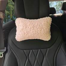1pc Teddy Curly Plush Car Seat Neck Pillow, Travel Relaxation Head And Neck Support Pillow, Soft And Comfortable Curly Plush Car Headrest - A - View 1