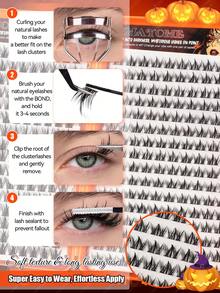 352 Clusters Single Cluster False Eyelashes, Eyelash Storage Book, Cluster False Eyelashes, DIY Home Eyelash Extensions, Spiky Style Eyelashes, Medusa Style Eyelashes, "Fairy Style" Eyelashes, Multi-Functional False Eyelash Set, Suitable For Daily Makeup - Multicolor - View 8