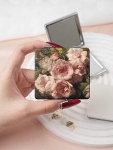 1PC Oil Painting Pastoral Series Portable Folding Makeup Mirror, Lightweight Ultra-Thin Convenient Durable PU Leather, Suitable For Various Occasions Travel Party Work School, Suitable For All Ages - Multicolor - View 6