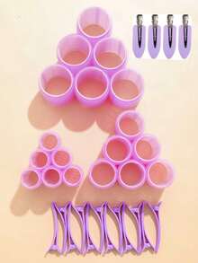 52pcs/Set Large Size Hair Rollers With Clips, Self-Gripping Curler Suitable For Long/Medium/Short Hair And Bangs, DIY Hair Curling Tool (Includes 36pcs Large Roller Tubes +16pcs Clips) - Multicolor - View 5