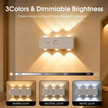 1pc RGB/3-Color Magnetic Wall Light, LED Ambient Light, Magnetic Installation No Drilling Required, With Motion Sensor, Adjustable Light Color, Suitable For Living Room, Bedroom, Hallway, Stairs, Bar, Date Night - Multicolor - View 2