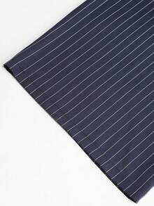 Women's Elegant Striped Pleated Pocket Long Pants For Office And Commute - Navy Blue - View 6