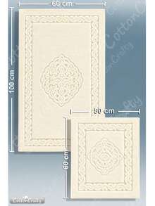 Cotton Woven Absorbent Bath Mat, VICTORIA Bathroom Rug 60x100-50x60 Cm - Ivory White - View 5