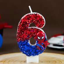 1pc Cute Cartoon Combination Birthday Candle Glitter 0-9 Number Cake Decoration Plug-In, Birthday Party Anniversary Celebration Dessert Table Decor, Suitable For Birthday Party, Halloween, Christmas, Best Gift For Fans - Multicolor - View 7