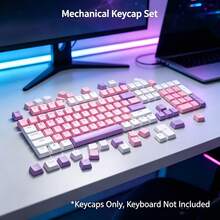 1 Set de Teclas Personalizadas, Teclas Personalizadas, Bloque de Color ABS 61/87/104 Teclas para Teclado Mecánico, Teclas Translucidas de Doble Color con Caracteres Cerrados y Coloridas - Ver 1