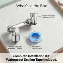 2pcs Universal Rotating Robotic Arm Faucet Extender, 1080° Rotating Sink Aerator With 9.5cm Extension Tube And Sealing Tape, Suitable For Bathroom Face Washing And Rinsing - Silver - View 8