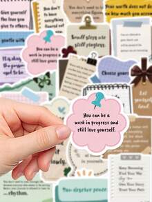 50Pcs Self Love Affirmation Quote Stickers, Inspirational Text Decals For Junk Journal, Scrapbook, Planner, Notebook & DIY Craft Decor - 50pcs - View 3