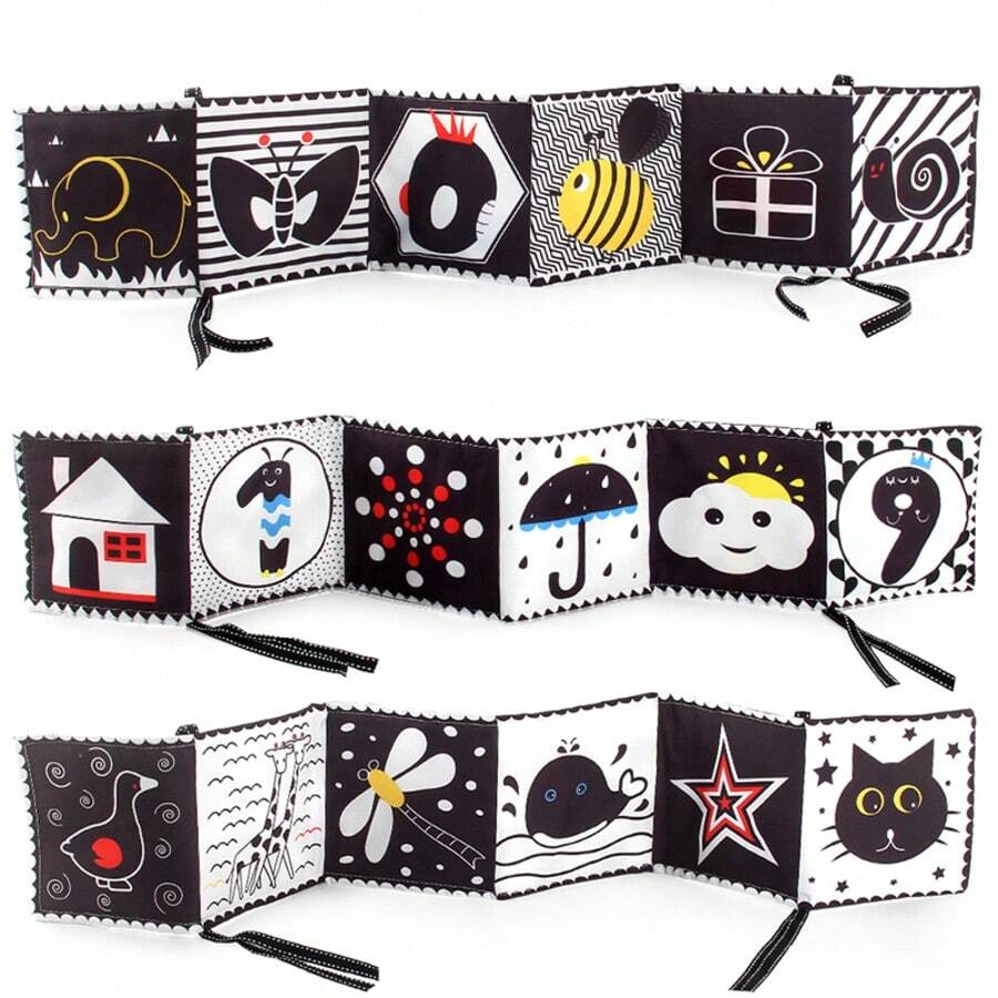 Infant Car Seat With Fabric Books, Cartoon-Patterned Hanging Fabric Books, Soft-Colored Fabric Books, Early Education And Cognition Fabric Books
