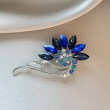 1pc Elegant Zinc Alloy Flower Brooch For Women, Suitable For Spring, Summer, Autumn, Winter Daily Wear - Blue - View 2