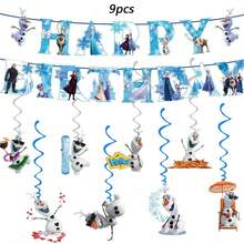 Disney Frozen Birthday Party Decoration Kit, Elsa Anna Olaf Cartoon Banner Table Cover Dessert Picks Set, Ideal For Birthday Celebration, Halloween, Xmas, New Year Party Decorations - Multicolor - View 6