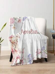 1pc Customized Name Blanket, Suitable For Bed, Living Room Sofa, Outdoor Beach Camping Pets, Personalized Home/Pet/Couple Bed Blanket, Personalized Christmas Gift, Home Gift, Birthday Gift, Gift For Friends, Gift For Her, Gift For Son/Daughter - Style 1 - View 3