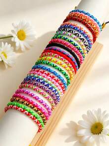 10/15 Buah Gelang Persahabatan Anyaman Tangan Warna Campuran Gaya Boho yang Dapat Diatur, Perhiasan Pergelangan Tangan Tali Anyaman Kasual, Hadiah untuk Anak-anak, Remaja Perempuan & Teman-teman - Tali Persahabatan Gaya 3 - View 6