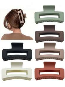 2pcs Women's Fashion Minimalist Square Hair Claw, Suitable For Daily Use And Gifting - Multicolor - View 2