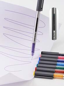 8pcs 8-Color Liquid Ink Roller Ball Pens, Needle-Tip Neutral Pens, Water-Based Drawing Pens, Multi-Color Journaling Pens, 0.5mm Large Capacity, Highlighting - Multicolor - View 5