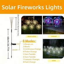 4pcs Solar Powered Firework Stake Lights, Outdoor Waterproof Flashing Lights, 8 Lighting Modes, 60/240/360 LED Beads, Solar Powered No Plug-In Required, DIY Decoration For Yard, Pathway, Flower Bed, Lawn, Patio - Solar Fireworks Light - View 12