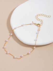 1pc Summer Pearl Beach Anklet, Personalized Bohemian Fashion Foot Jewelry - Gold - View 4