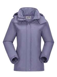 CAMEL CROWN Women's Ski Jacket Winter Coat Warm Wool Outdoor Waterproof Jacket - Night Purple - View 3