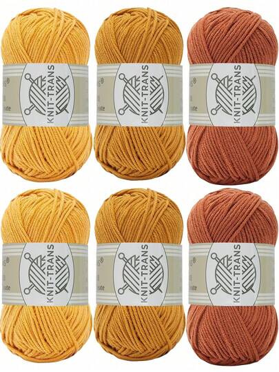 KNIT-TRANS 6pcs/300g Premium Knitted Yarn Balls Set For Autumn/Winter, Suitable For Knitting Crafts, DIY Handmade Wallets, Soft Beige Skin-Friendly Crochet Scarves, Sweaters, Shawls, Coats, Blankets And DIY Material Kits, DIY Coin Purses