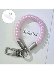Macaron Color Pearlescent Elastic Phone Lanyard, Anti-Loss Elastic Wrist Strap, Universal Keychain Bag Pendant, Portable Decorative Chain, DIY Compatible With Dolls, Suitable For Phone/Bag/Cup/Key - Pearlescent Style - View 12