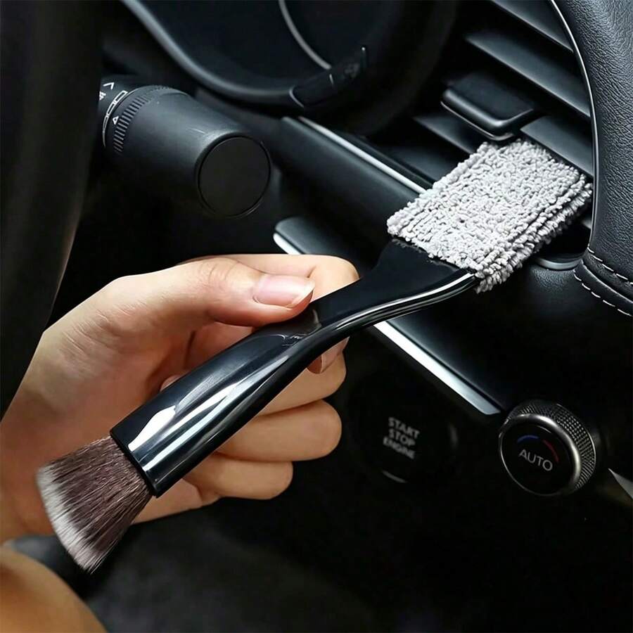 Car Double Head Cleaning Brush, 2 In 1 Duster For Interior Detailing, Soft Tool For Air Vents Dashboard Screen, Universal Car Cleaning Accessory - A - View 1