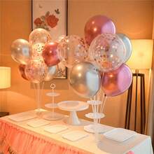 6/4/2/1pc Balloon Stand Set, Includes Desktop Balloon Stand With Self-Adhesive Base, Balloon Column Stand, Balloon Accessories, Suitable For Birthday Party, Wedding Table Decor, Father's Day, Mother's Day, Graduation Ceremony, June Festival, July 4th Independence Day And Other Occasions - No Power Or Battery Required, No Feather Balloon Column Pole Display - Square Bottom - View 4