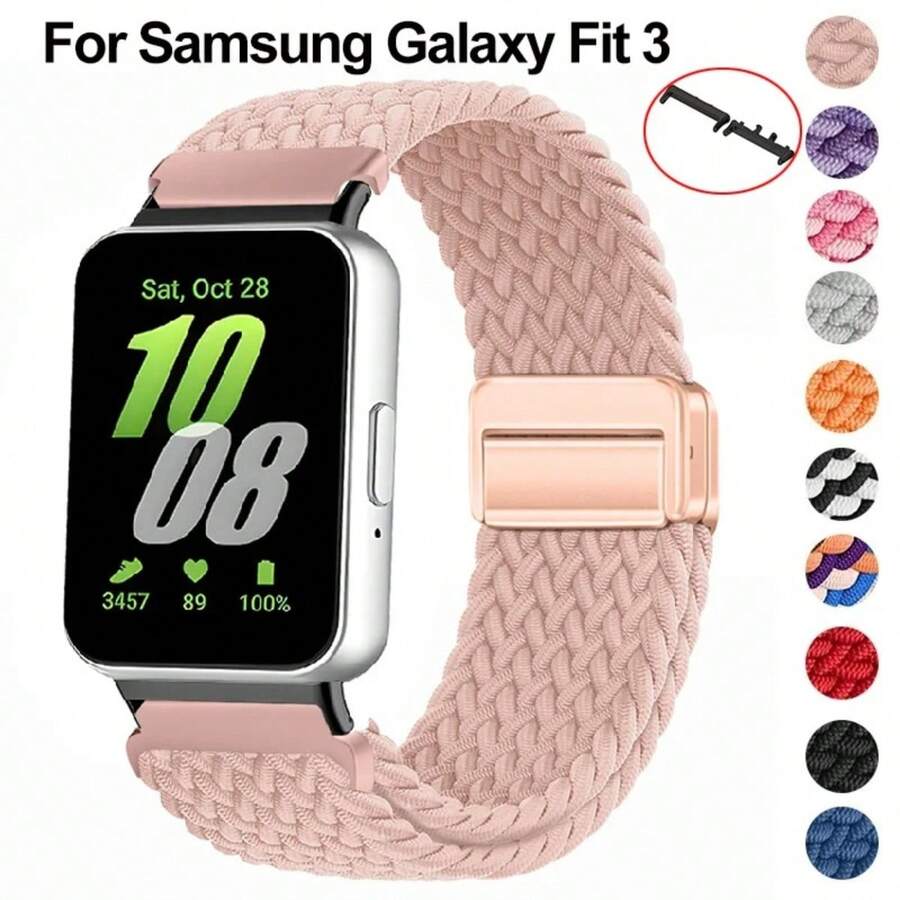 Nylon Magnetic Strap Compatible With Samsung Galaxy Fit 3 Braided Band Watchband Compatible With Samsung Galaxy Fit 3 Replacement Bracelet Accessories