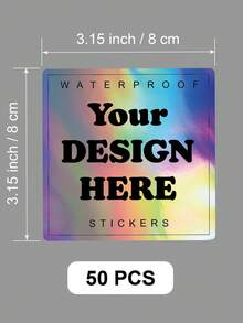 1/50/100/240pcs 1-8cm Custom Labels – Personalized Design White/Holographic/Clear Square Stickers For Business Logo, Waterproof Customizable Unique Designs Square Sticker Labels For Candle Jar, Birthday Cup, Cosmetics Bottle, Packaging - Square - View 58